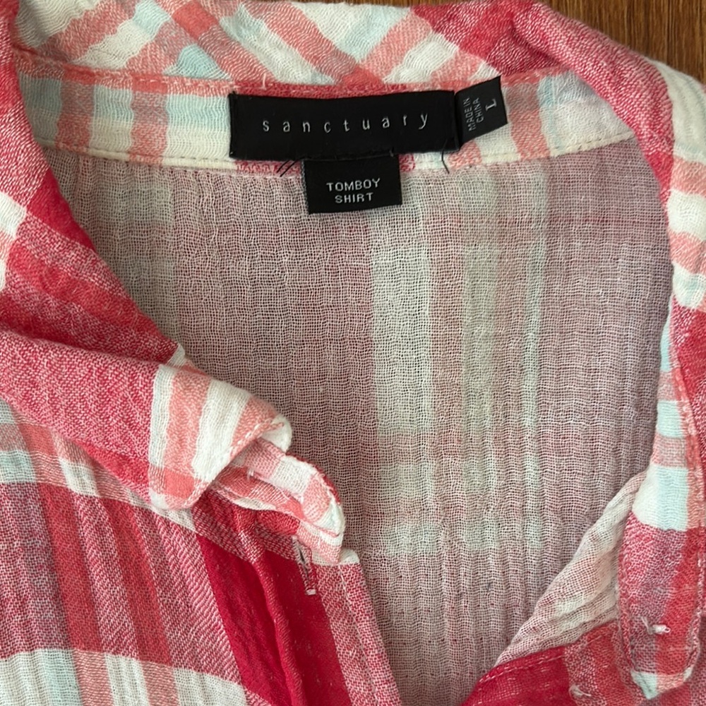 Sanctuary Red and White Plaid Button-Up Shirt - Picture 9 of 10